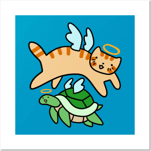 Angel Cat and Angel Turtle Posters and Art